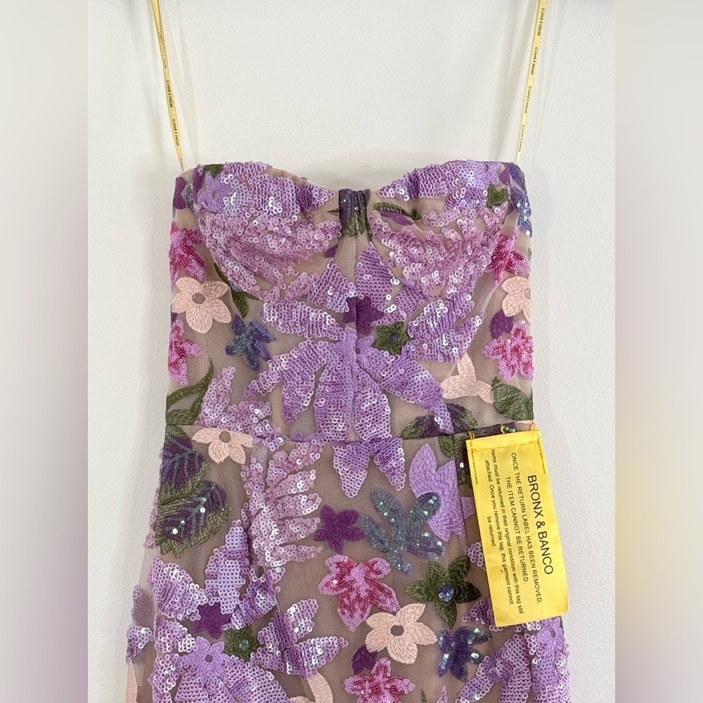 Bronx and Banco Dahlia Floral-Embellished Strapless Gown Size XS | US 2 - Picture 6 of 16